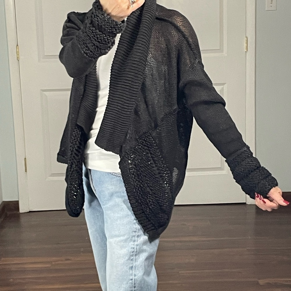 TSE Black 100% Linen Open Cardigan Shrug  size S NWT - Picture 5 of 17